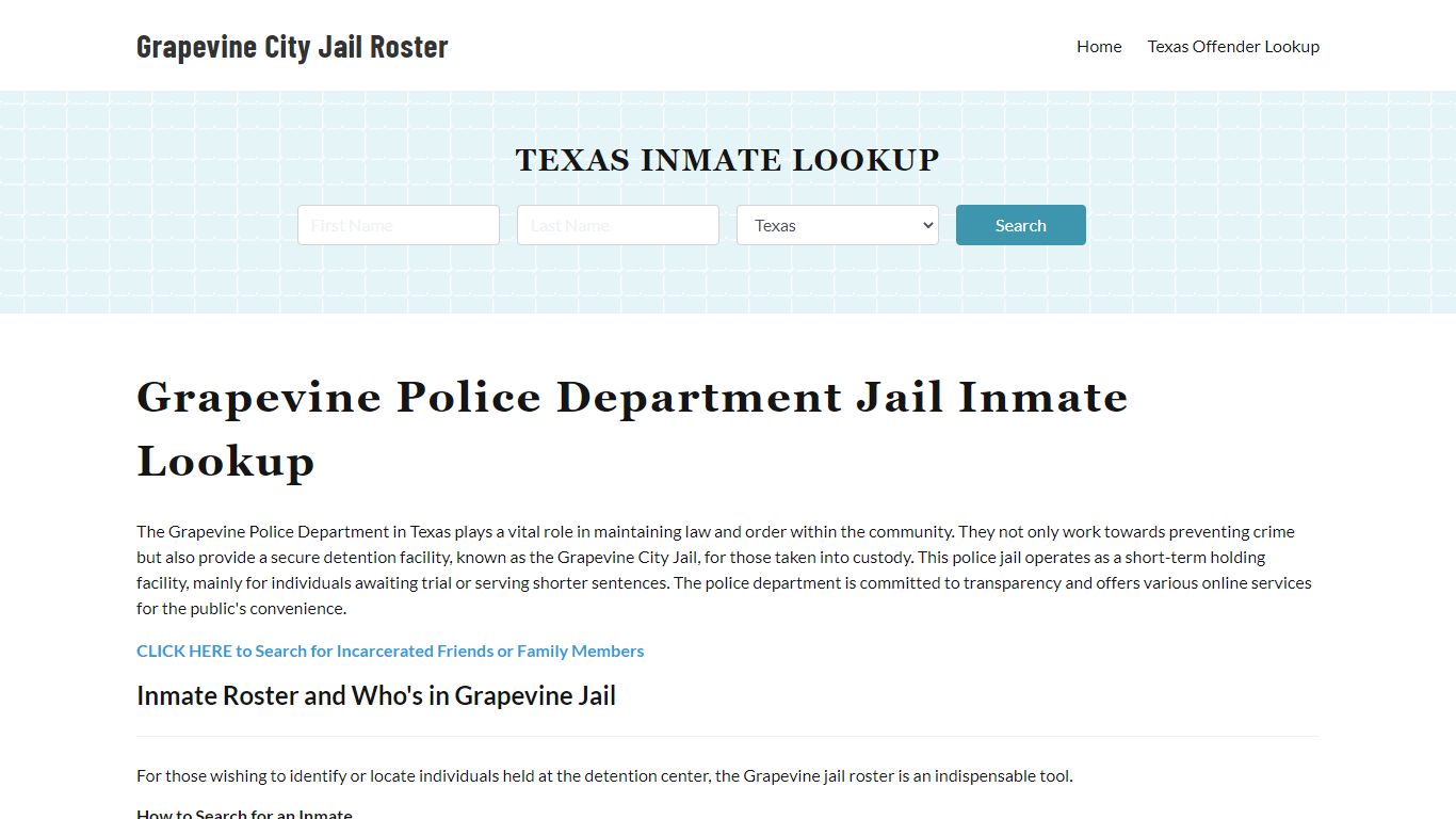 Grapevine Police Department & City Jail, TX Inmate Roster, Arrests ...